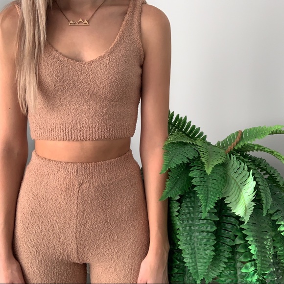 Pants - Tan Fuzzy 2 Piece Set NWT